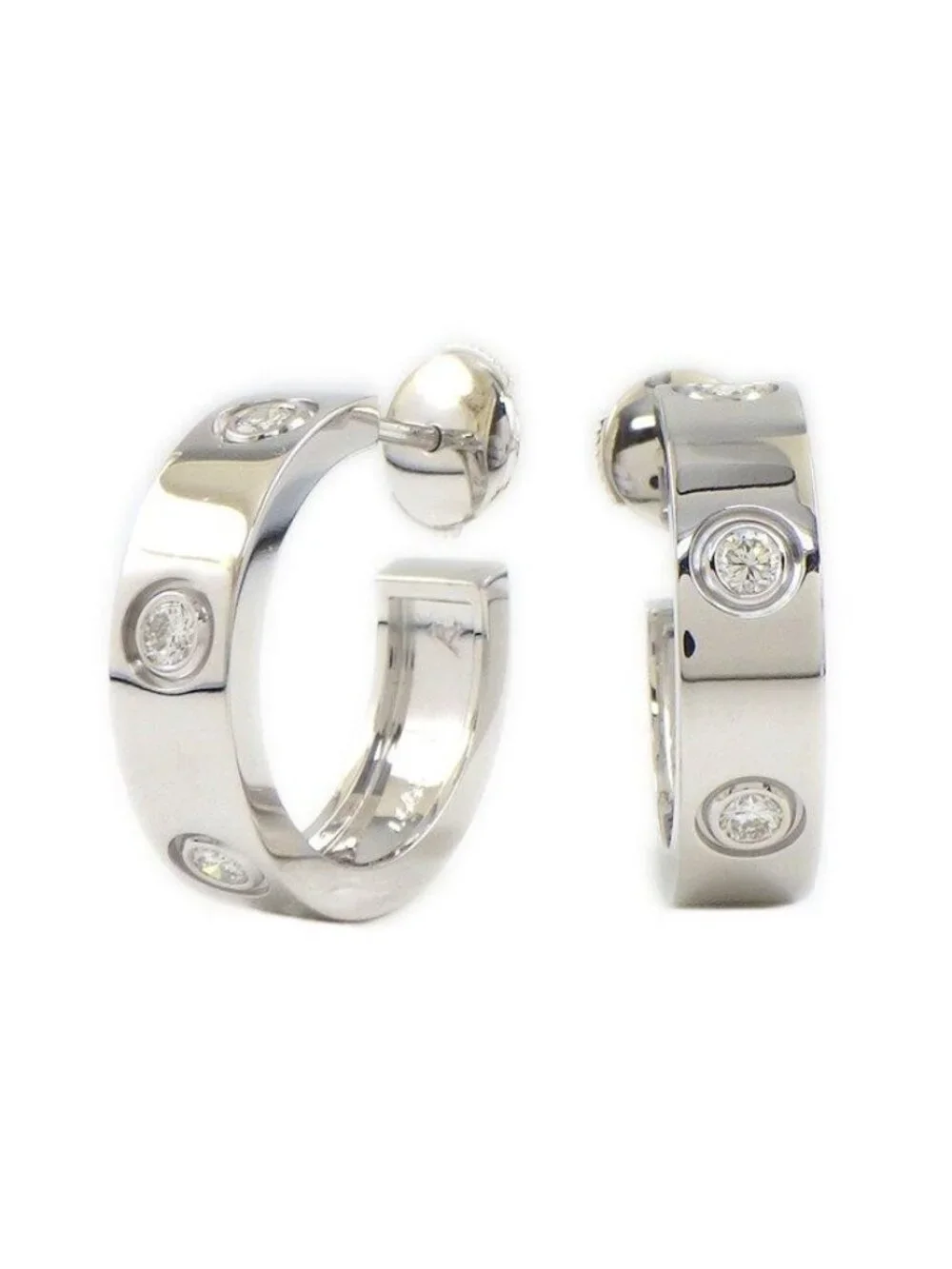 Cartier Earrings Love Hoop Diamond 18k White Gold